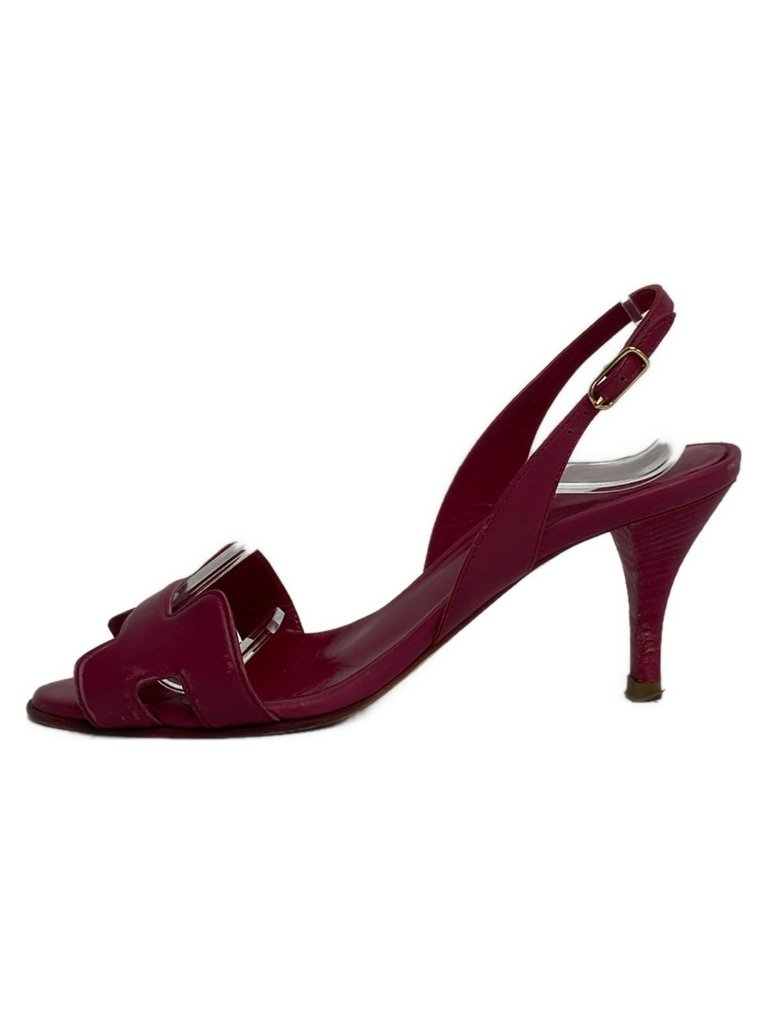 Hermes Sandals 34.5 Night Pink Leather